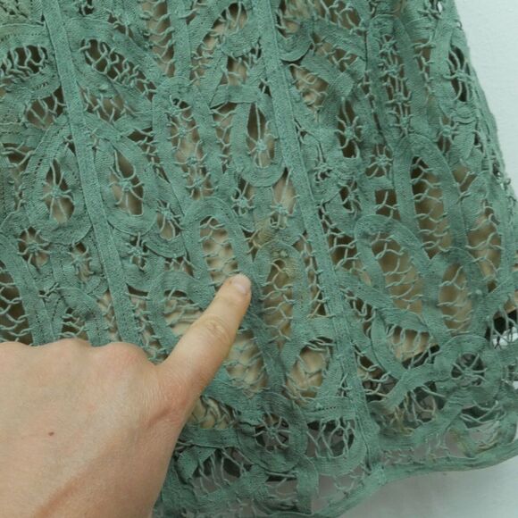 Betsey Johnson Size 2 Dress FLAWS Green Lace Goblincore Fairy Coquette Mini Y2K - Picture 4 of 16